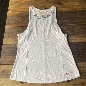White sparkly mesh top beaded Hollister tanktop XS